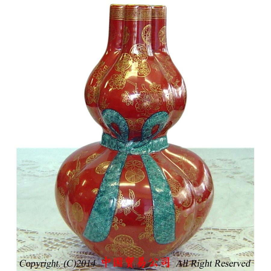 景徳鎮花瓶 故宮蔵磁複製 三孔加金瓢箪瓶 : 中国貿易公司ctcオンライン