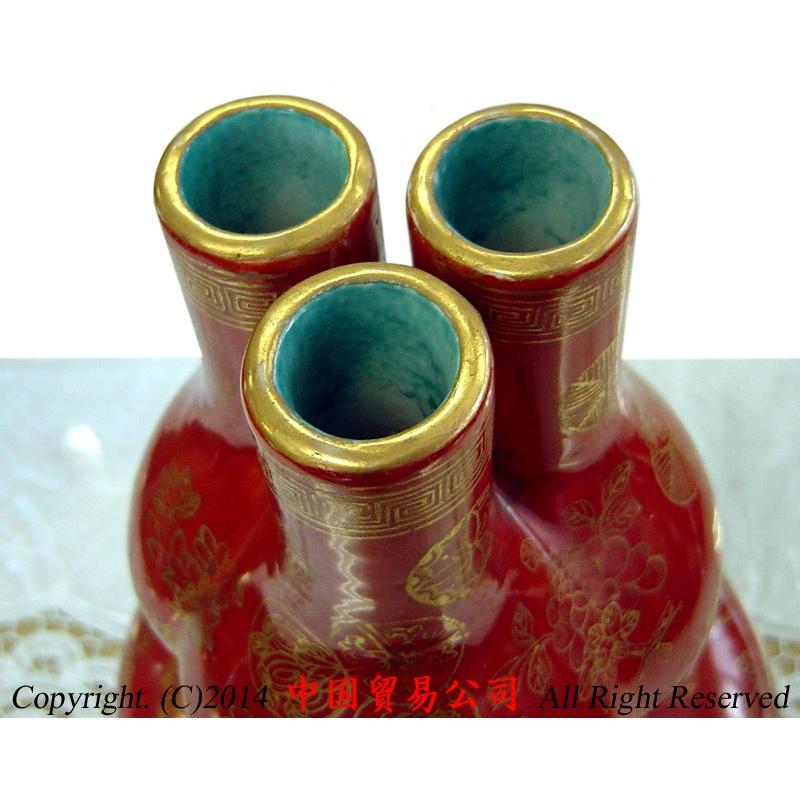 景徳鎮花瓶 故宮蔵磁複製 三孔加金瓢箪瓶 : 中国貿易公司ctcオンライン