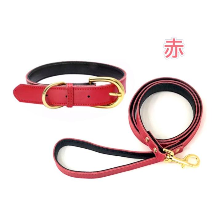 スペイン製 高級犬用リードと首輪セットBaseball Red（小型犬 中型犬