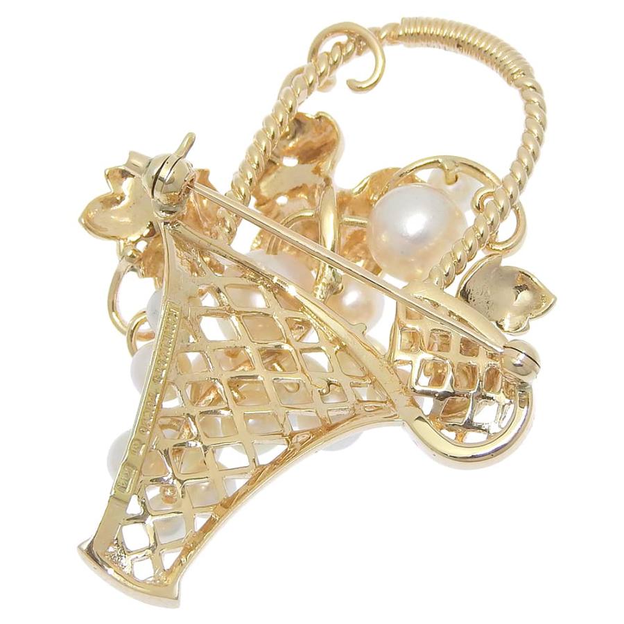 ☆MIKIMOTOミキモト☆K14 イエローゴールド あこや真珠 ブローチ