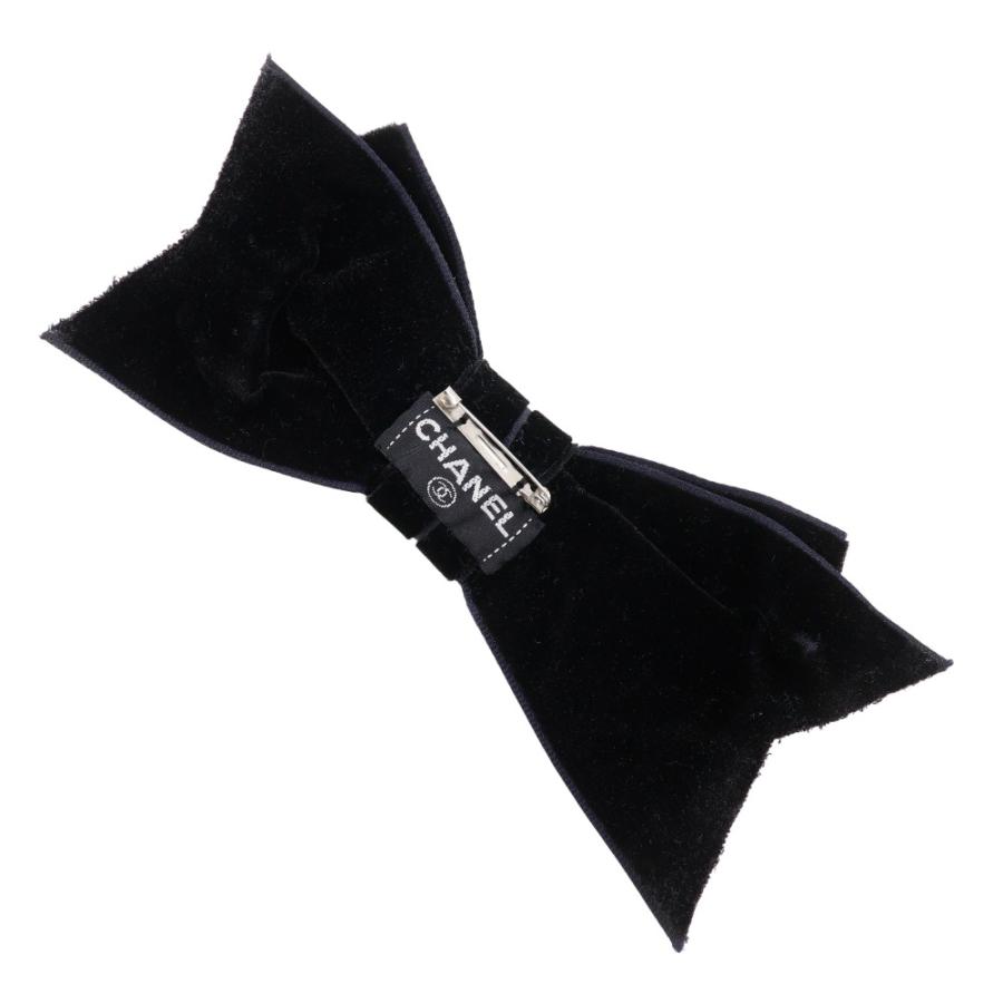 CHANEL（シャネル） リボン ブローチ ベロア 黒 約17g レディース