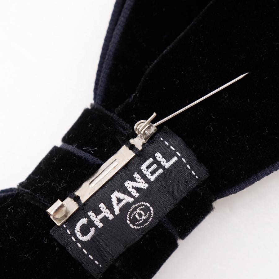 CHANEL（シャネル） リボン ブローチ ベロア 黒 約17g レディース