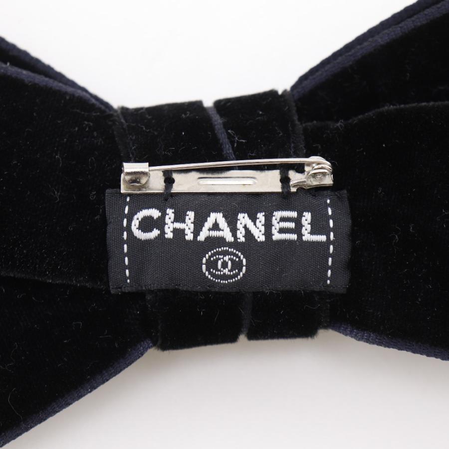 CHANEL（シャネル） リボン ブローチ ベロア 黒 約17g レディース