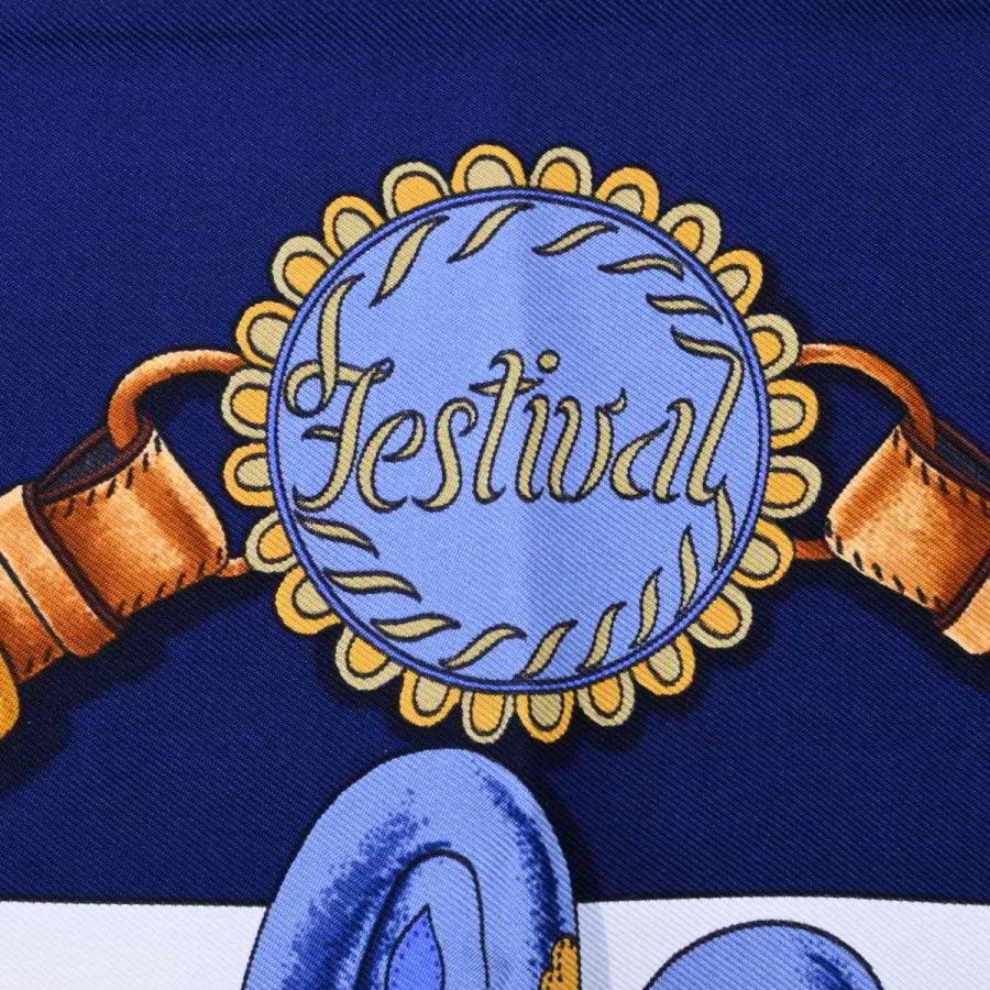 HERMES（エルメス） プリント シルク カレ スカーフ 90 90 ブルー