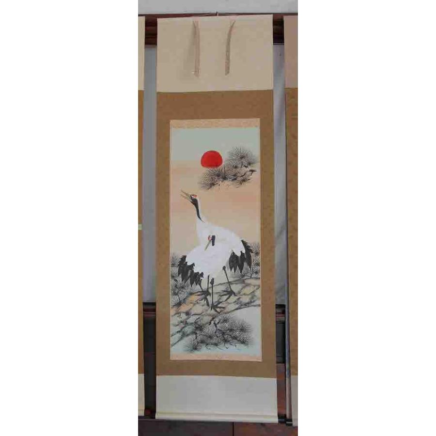 掛け軸 秀崖 松上鶴 紙本 希少 軸装 茶道具 掛軸 美品 です。 掛け軸