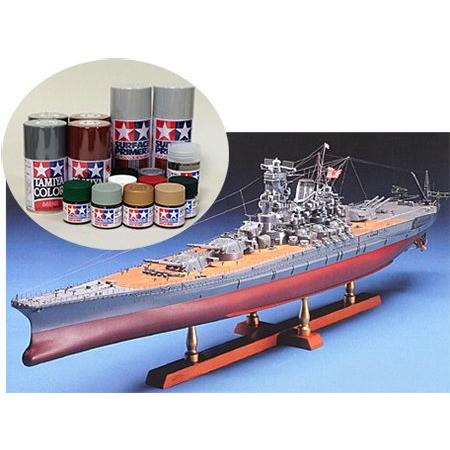 ウッディジョー/木製模型 1/250戦艦大和＋塗料セット : アクア