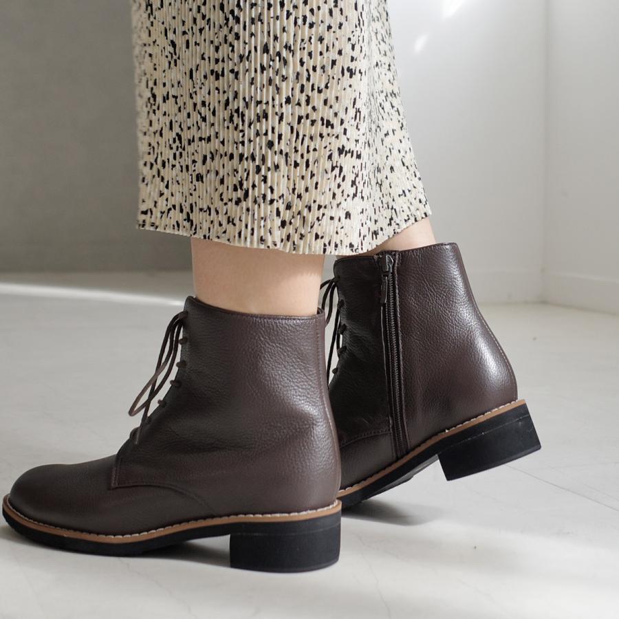 ブーツ レディース 本革 レースアップ 編み上げブーツ ショートブーツ