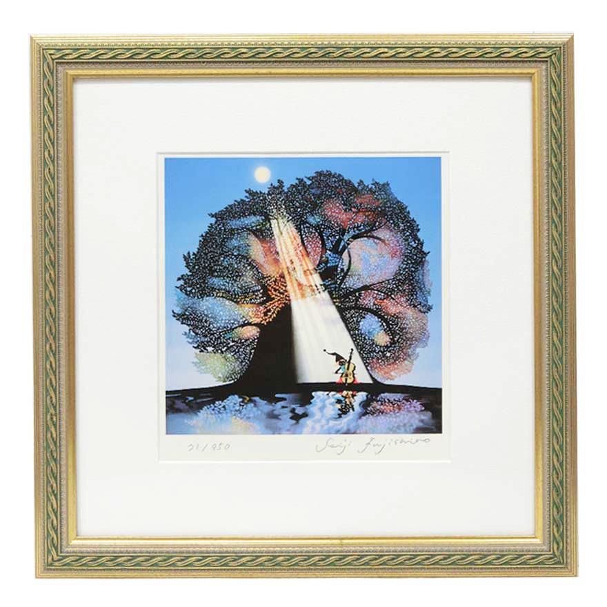 真作□藤城清治 四季のメルヘン 秋 月光の響□版画 絵画 レフグラフ
