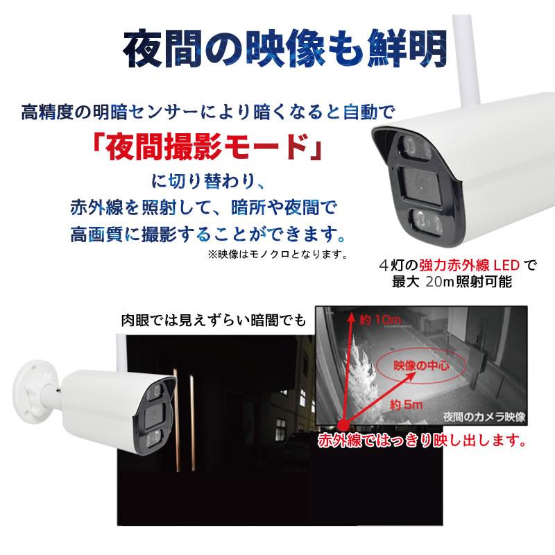 ワイヤレス 防犯カメラ 屋外 16インチモニター付き 500万画素 カメラ 1