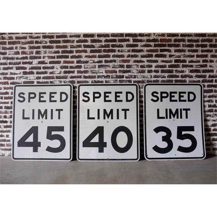 SPEED LIMIT 40 看板 アメリカ 道路標識 ヴィンテージ 白 ロードサイン
