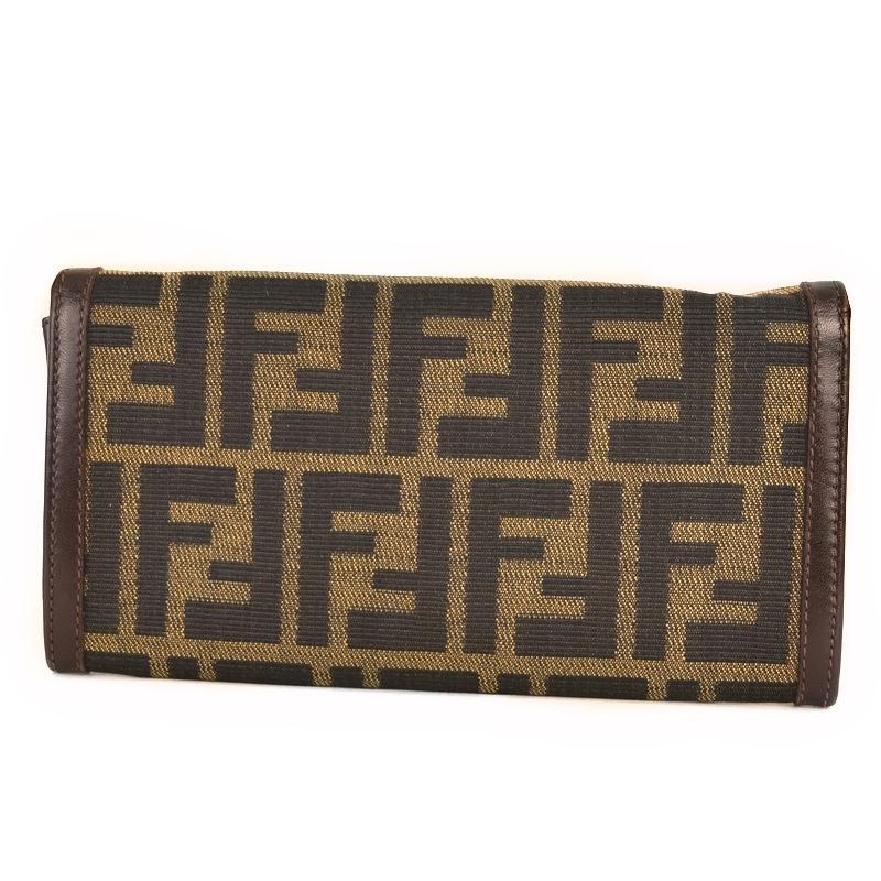 FENDI（フェンディ） 財布 ズッカ 二つ折り長財布 カーキ×ダーク