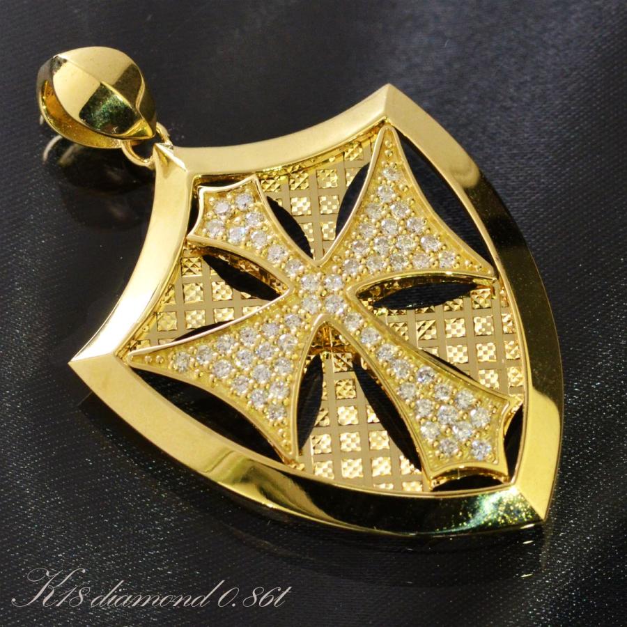 18金 ペンダントトップ メンズ K18 ゴールド ダイヤモンド クロス