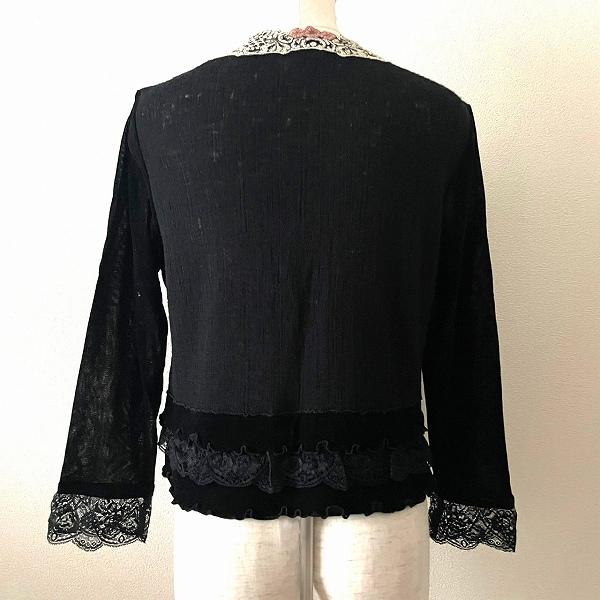 wnc インポートロッサ import Rossa カーディガン 42 黒系 異素材