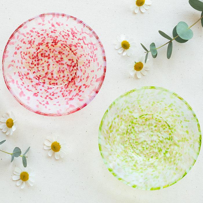 津軽びいどろ ガラスプレート 豆皿ギフト ペアセット 津軽自然色りんご