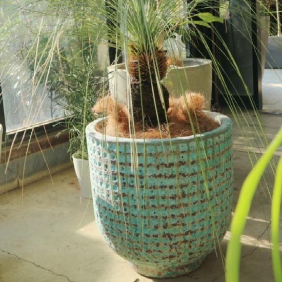 植木鉢 おしゃれ アンティーク 陶器鉢 LT003M 45cm 15号 ブルー 底穴