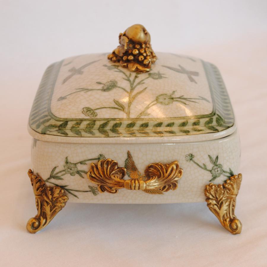 シノワズリ 二段収納箱 花柄 高級品 宝箱 ボックス インテリア