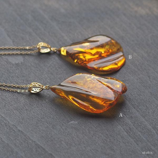 ペンダント 天然琥珀 ティーゴールドアンバー 送料無料 ケース