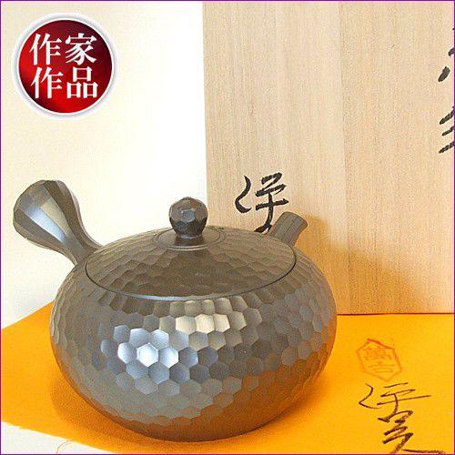 萬古焼 伊呂久窯 森伊呂久 急須 横手 茶道具 ダイヤカット 大型 特製 特注