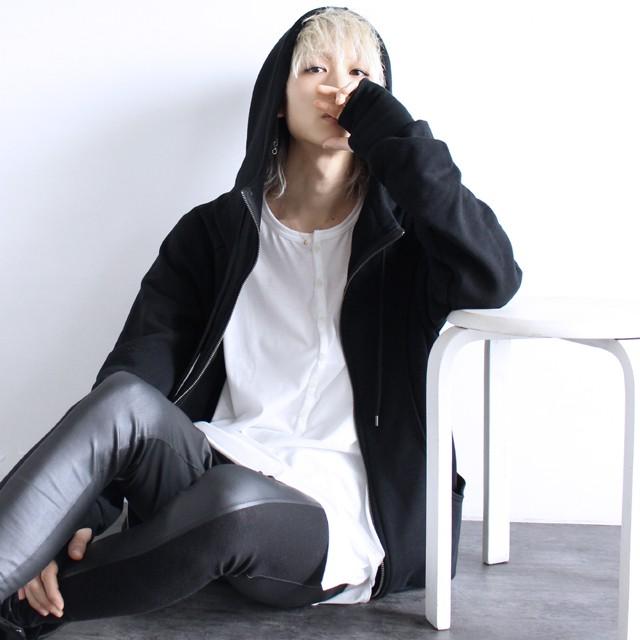 パーカー メンズ ボリュームネック ダブルジップ 長袖 ZIP ビッグ