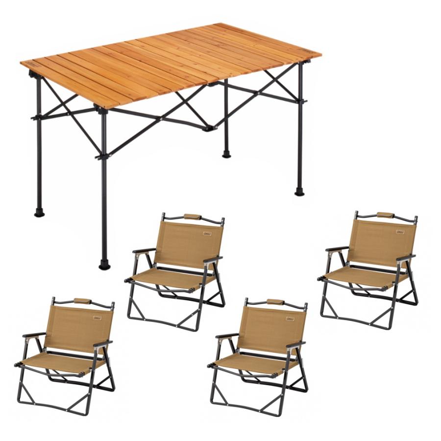 アルペン限定】コールマン ウッドロールテーブル110茶色×黒 ※高さ2段階