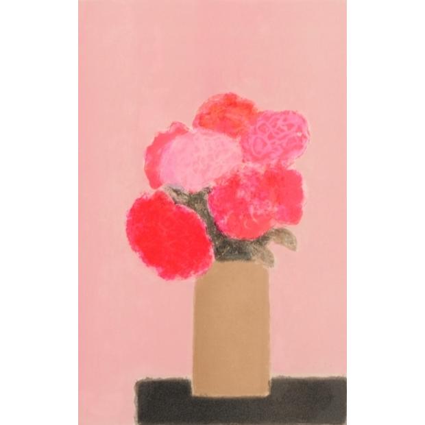 花 絵画 アジサイ リトグラフ 版画 ベルナール・カトラン 「ピンクと