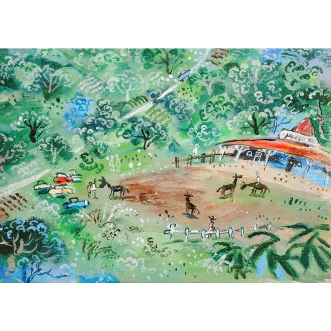 平野琳人 高原のドライブ 絵画 アクリル画 風景画 大分県九重 九重連山