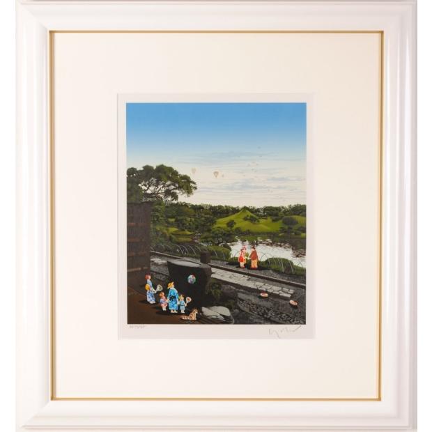 ヒロ・ヤマガタ 絵画 「水前寺公園」 熊本 風景画 ナイーフアート