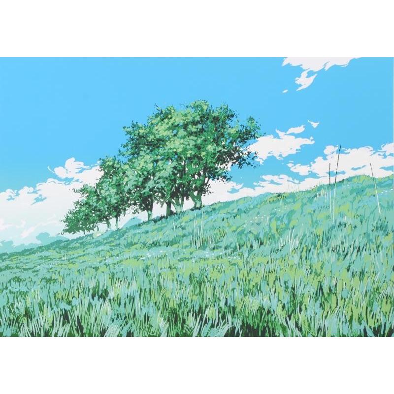 インテリア 絵画 プレゼント 草原 木 絵 シルクスクリーン 版画 池上壮