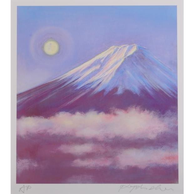 絵画】風景画 原画「富士山の見える風景」 No.356 原画 絵画 富士山 紫