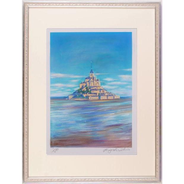 モン・サン・ミシェル 風景画 絵画 フランス パステル画 世界遺産 版画