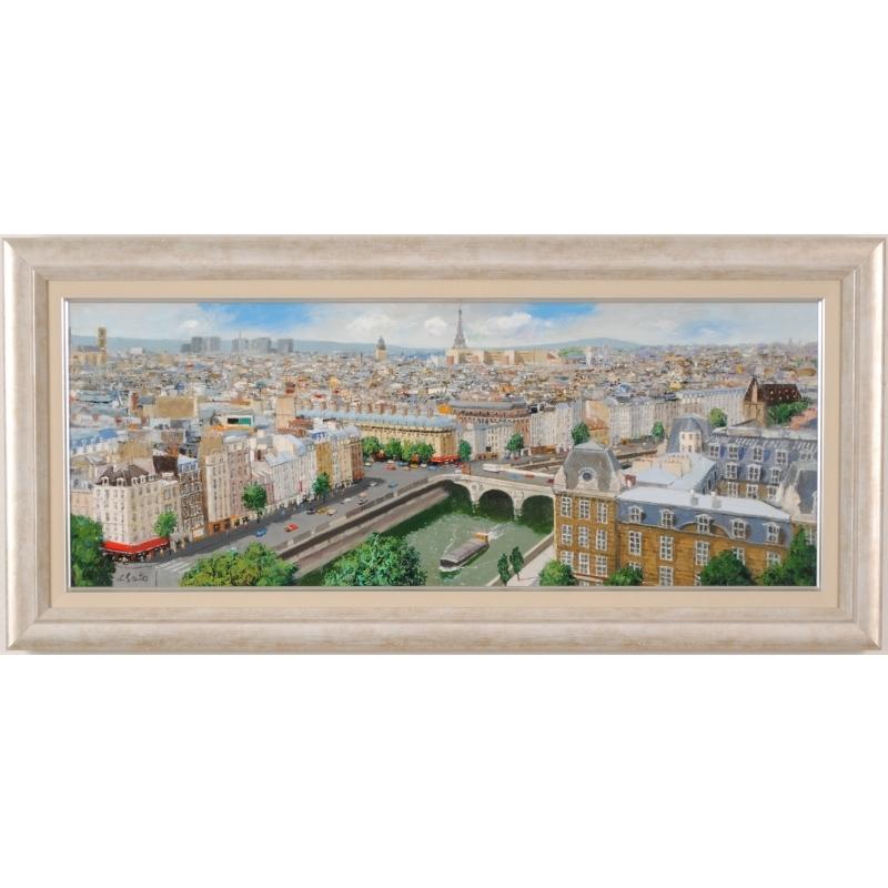 い*ん様 「真作」竹内敏彦『パリ風景 セーヌの流る』 風景画 油彩画