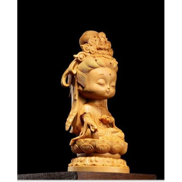 置物 仏像 二頭身 木製 座禅菩薩 観音像 彫刻 仏具 観音様 風水