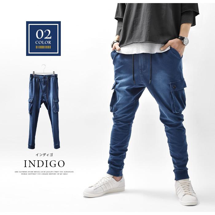 サルエルパンツ M ダークブルー デニム サルエルパンツ M ダークブルー