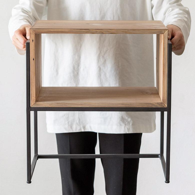 サイドテーブル ナイト テーブル ラック 木製 ウッド アイアン