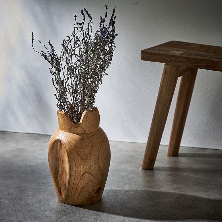 フラワー ベース 造 花 瓶 びん フェイク グリーン 高さ 30cm 天然 木