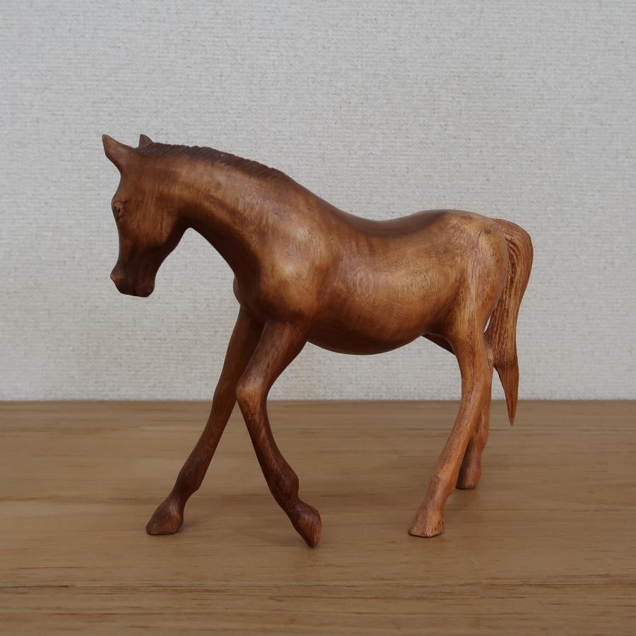 馬の木彫り 木製 オブジェ オーナメント 馬の置物 馬の置き物 木彫り