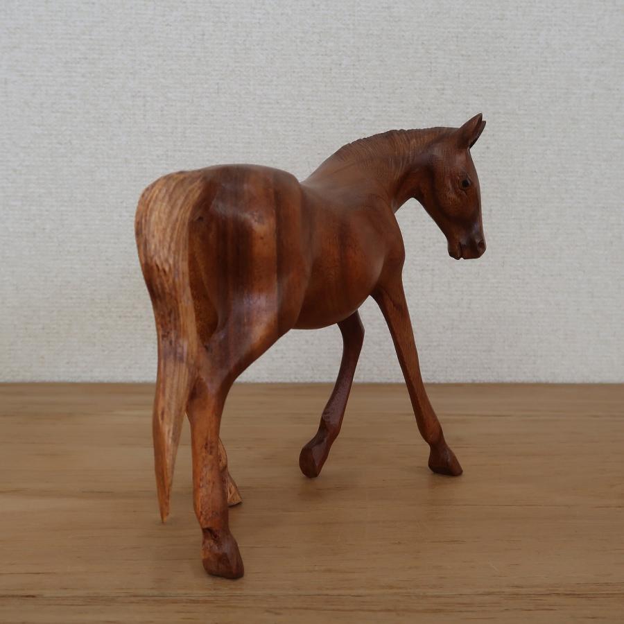 馬の木彫り 木製 オブジェ オーナメント 馬の置物 馬の置き物 木彫り