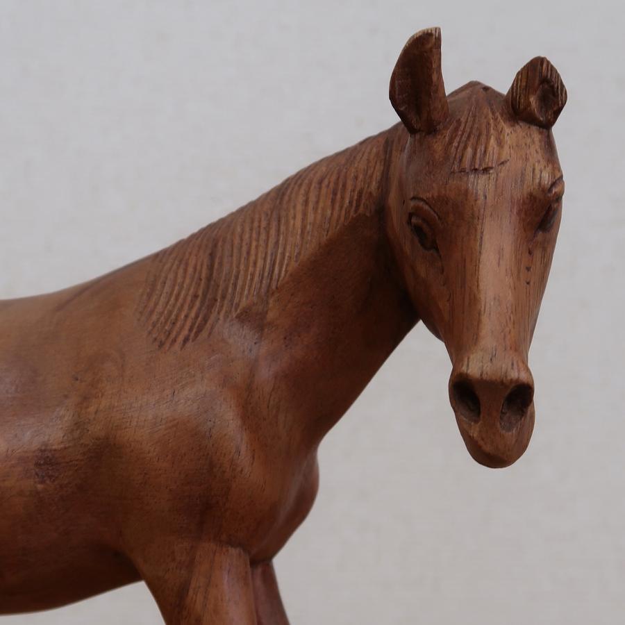 馬の木彫り 木製 オブジェ オーナメント 馬の置物 馬の置き物 木彫り