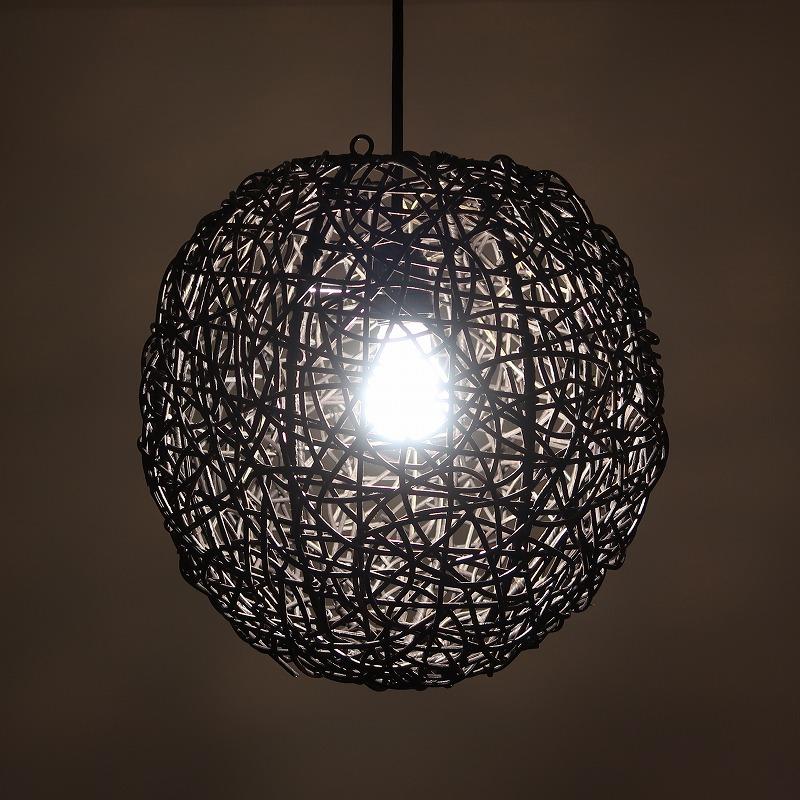 ラタンボールペンダントライト ブラック ラタンボールペンダントランプ