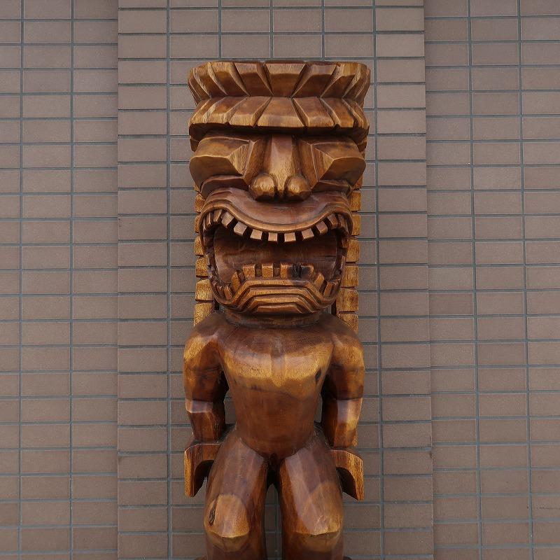 ティキの木彫り カナロア TIKI KANALOA 100 木製スワール無垢材