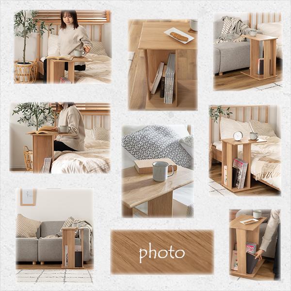 天然木 オーク サイドテーブル 木製 木目 角が丸い 簡易テーブル