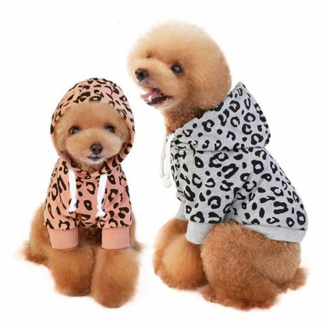 送料無料 犬服 ドッグウェア パーカー フード付き ヒョウ柄 豹柄