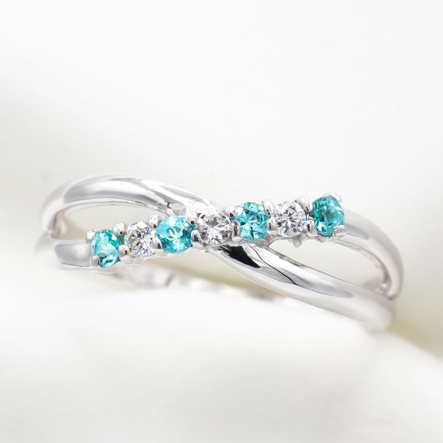 パライバトルマリン リング 指輪 0.13ct Pt900/K18WG ブラジル産 10月