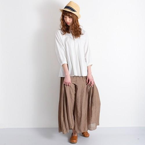 無地スカーチョワイドパンツ〈ベージュ〉クリーム色 スカンツ アジアン