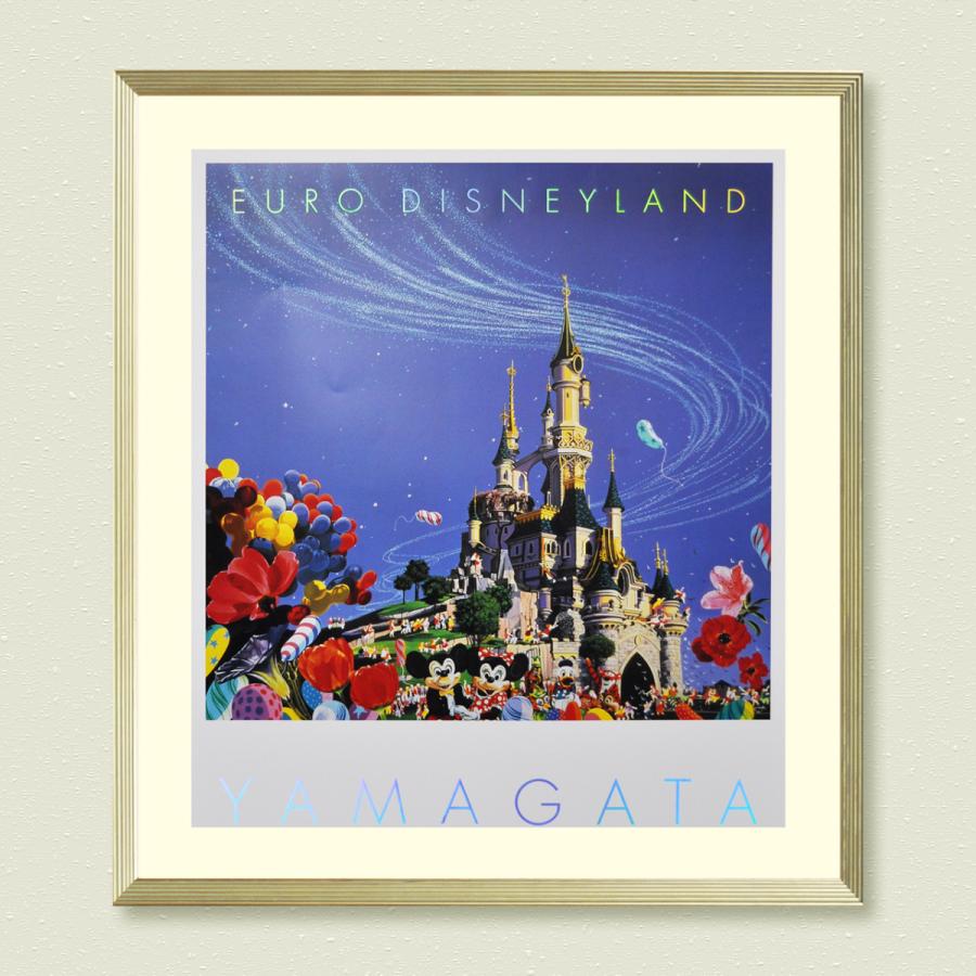 ヒロヤマガタ 額装アートポスター EURO DISNEYLAND 中古 折れあり W710