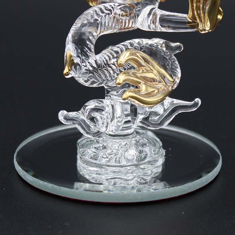 昇龍 ガラス細工 龍の置物 ミニサイズ 風水 縁起物 金彩色 おしゃれ