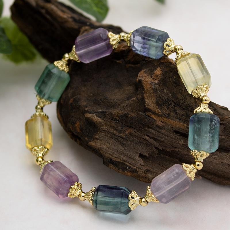 黄色と紫色フローライト二重層八面体黄色蛍石