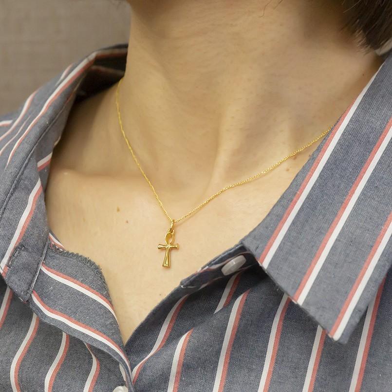 ネックレス イエローゴールドk18 アンク クロス ペンダントトップ 18金