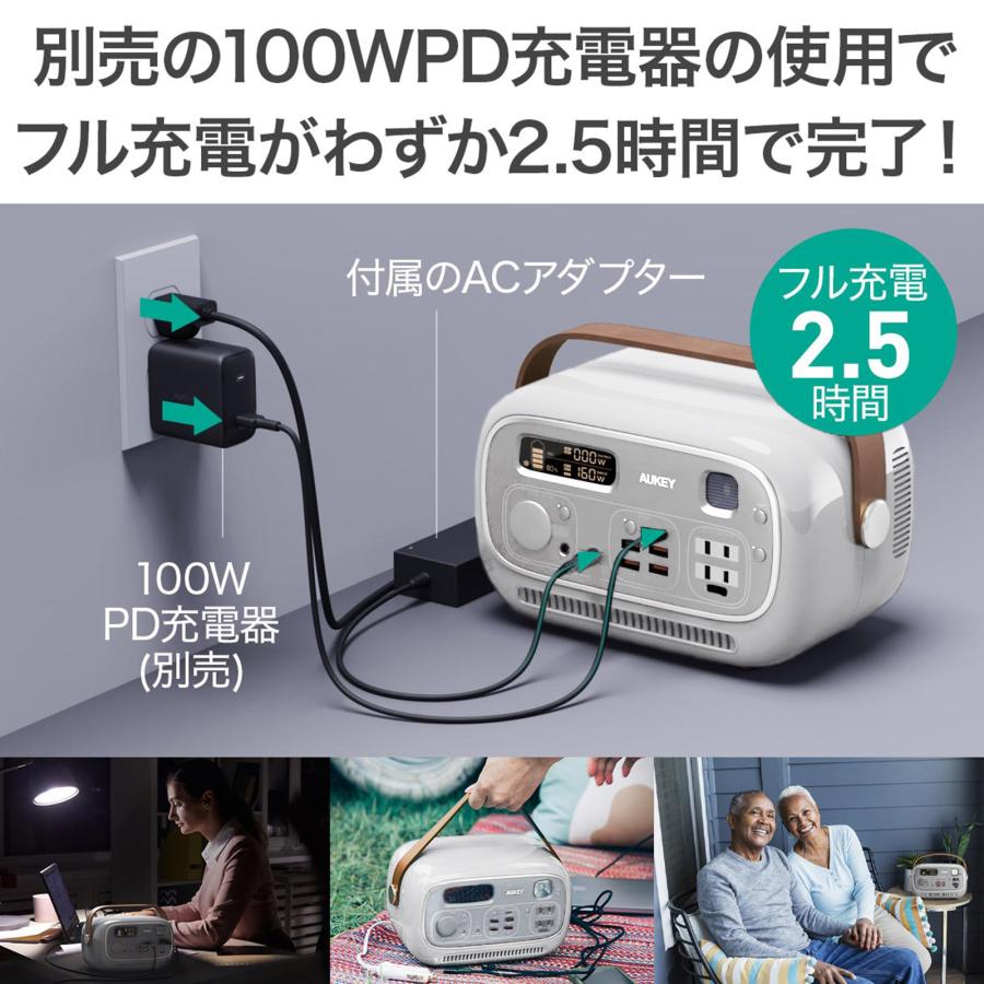 AUKEY ポータブル電源 297wh 定格300W 82500mAh DC/AC/USB出力 非常用
