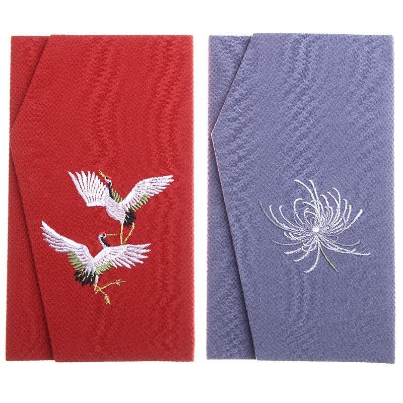 aurora 正絹ちりめん刺繍金封ふくさ2枚セット 日本製 シルク縮緬金封